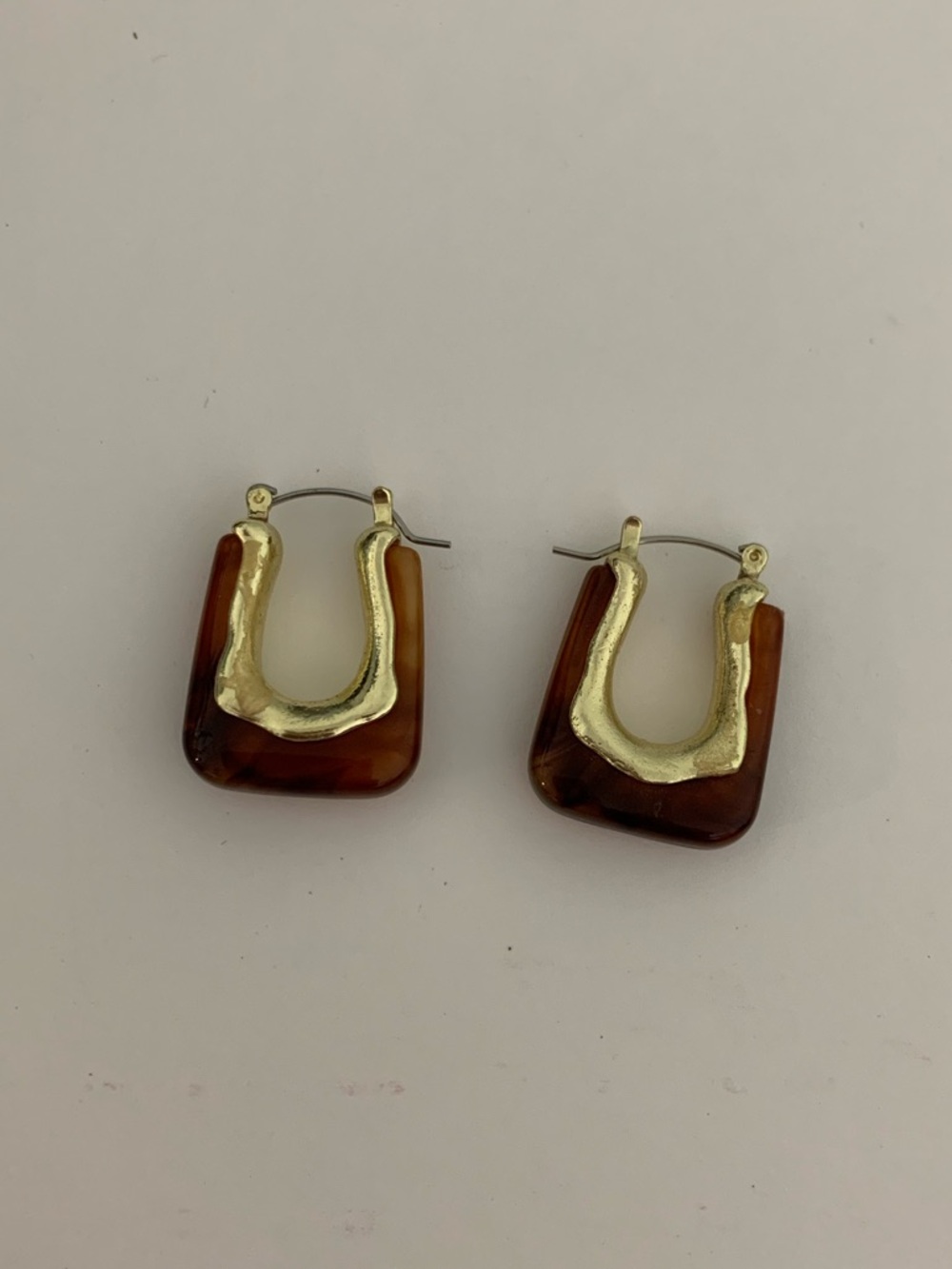 Target Brown Tortoiseshell and Gold Square Hoop Earrings - Women Jewelry